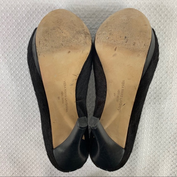 Vera Wang Lavender Label Black Fur Heels 6 - Picture 11 of 15
